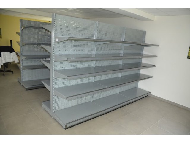 Grijs metalen gondelrek 3m lang 30 leggers van 1m - afbeelding 2 van  4