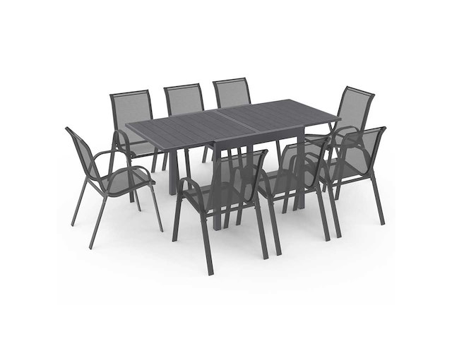 Grijs polywood 4-zits uitschuifbaar eetmeubelset - afbeelding 3 van  7