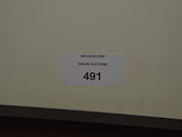 Grijs stoffen u-vormig hoeksalon afm. 350x280, wit rechthoekig salontafeltje, rond zwart bijzettafeltje - afbeelding 7 van  11