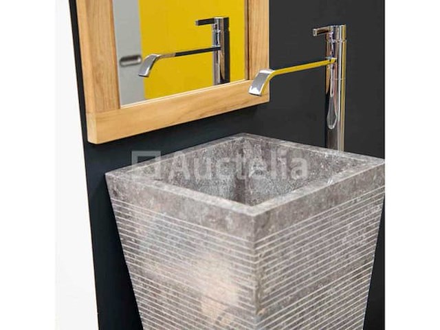 Grijze piramide vrijstaande badkamerwastafel: h/90cm nieuw - afbeelding 3 van  3