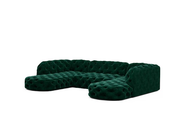 Groene fluwelen panoramische bank - afbeelding 7 van  13