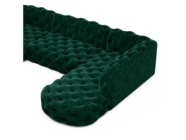 Groene fluwelen panoramische bank - afbeelding 10 van  13
