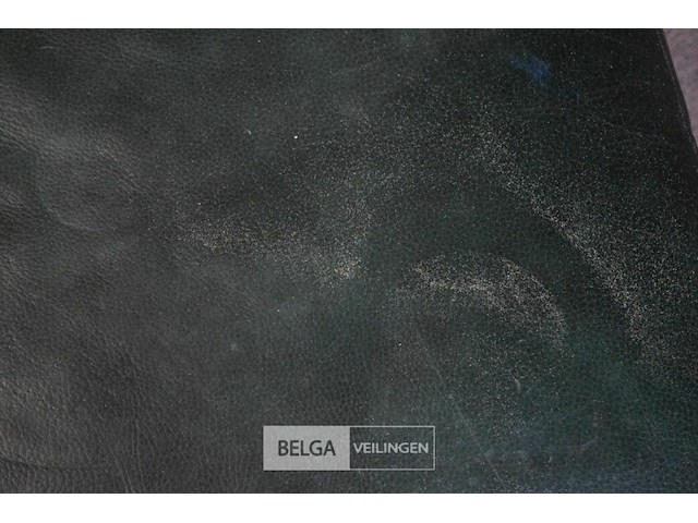 Groene lederen poef - afbeelding 3 van  3