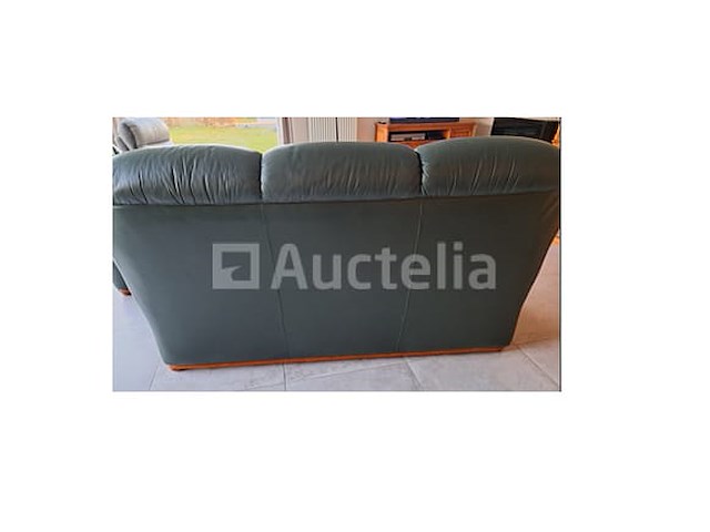 Groene leren fauteuils (3 + 1), salontafel - afbeelding 5 van  11