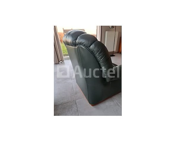 Groene leren fauteuils (3 + 1), salontafel - afbeelding 6 van  11