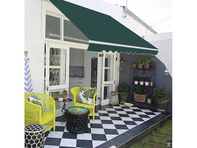 Groene luifel met krukas 400 x 250 cm - afbeelding 1 van  6