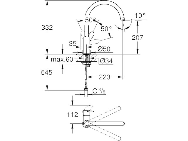 Grohe bauedge keukenmengkraan - afbeelding 3 van  4