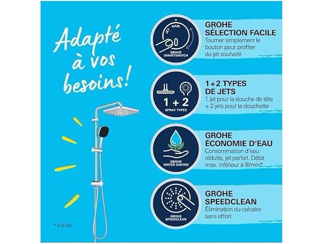 Grohe vitalio 250 douchesysteem - afbeelding 3 van  4