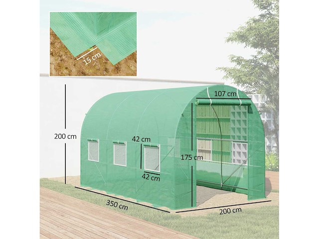 Grondoppervlak van de kastunnel 7m² 3,5l x 2w x 2h m - afbeelding 4 van  7