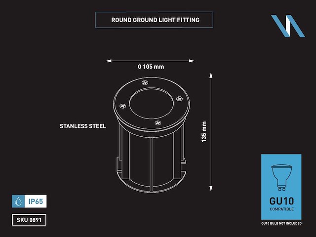 Grondspot gu10 fitting rond(10x) - afbeelding 1 van  1