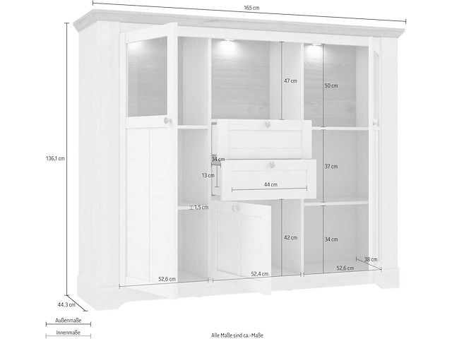 Groot hoog dressoir met verlichting inbegrepen - afbeelding 6 van  8