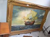Groot schilderij in koperkleurige kader zeilboot afm. 180x130 - afbeelding 3 van  7
