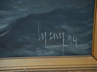Groot schilderij in koperkleurige kader zeilboot afm. 180x130 - afbeelding 6 van  7
