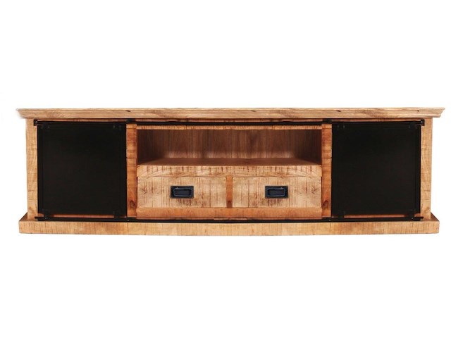Groot tv-meubel iron in massief hout 185 cm - afbeelding 1 van  1