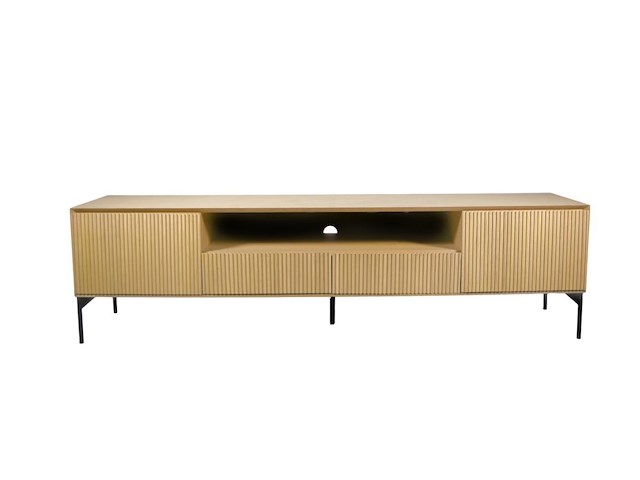 Groot tv-meubel pan in massief hout 195 cm - afbeelding 1 van  3