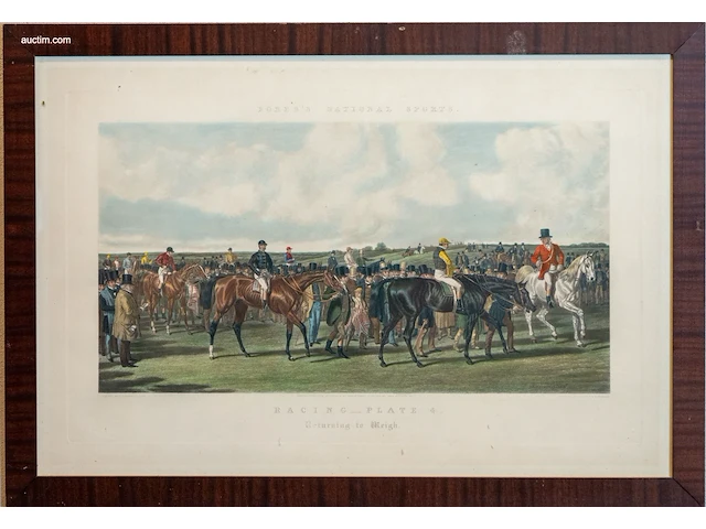 Grote 19e-eeuwse handgekleurde aquatint gravure... - afbeelding 1 van  2