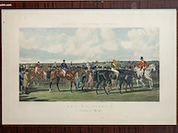 Grote 19e-eeuwse handgekleurde aquatint gravure...
