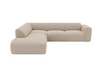 Grote bank in de linkerhoek met meridiaanrug in fijn ribfluik ribfluwelen beige van maison céphy - afbeelding 2 van  8