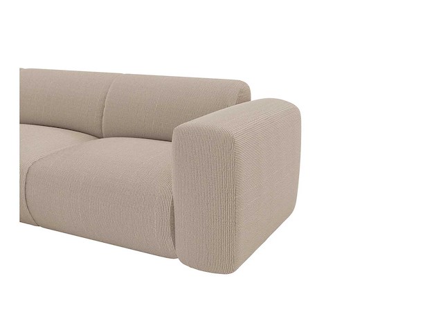 Grote bank in de linkerhoek met meridiaanrug in fijn ribfluik ribfluwelen beige van maison céphy - afbeelding 4 van  8
