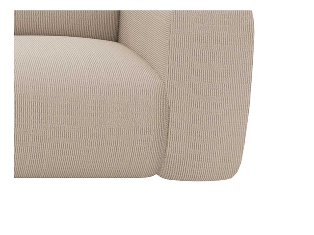 Grote bank in de linkerhoek met meridiaanrug in fijn ribfluik ribfluwelen beige van maison céphy - afbeelding 5 van  8