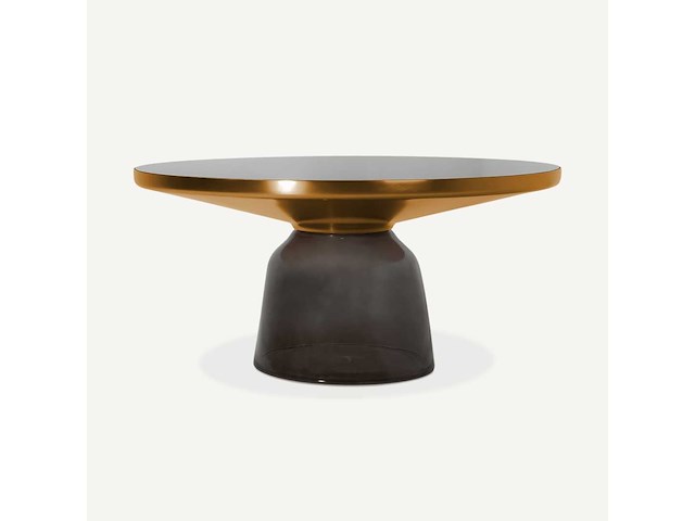 Grote bell salontafel - grijze basis - zwart glazen blad - afbeelding 1 van  4