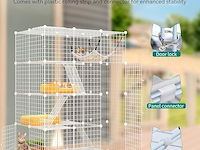 Grote dierenkooi metaal 3 etages (metaal wit) - afbeelding 2 van  5