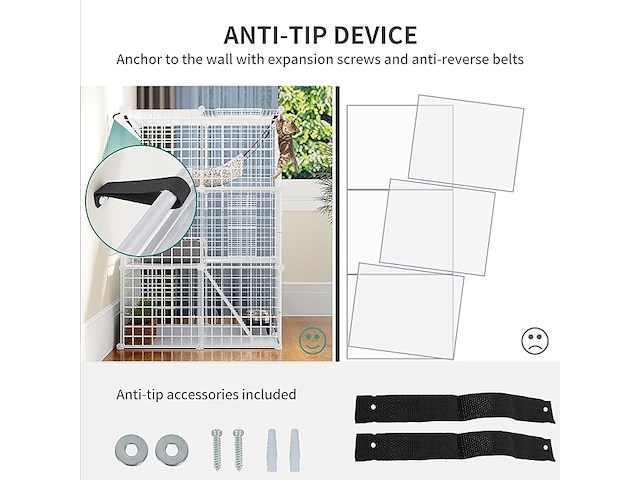 Grote dierenkooi metaal 3 etages (metaal wit) - afbeelding 5 van  5