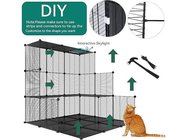 Grote dierenkooi metaal 4 niveaus metaal zwart - afbeelding 4 van  6