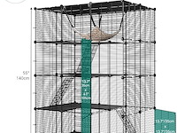 Grote dierenkooi metaal 4 niveaus metaal zwart - afbeelding 2 van  6