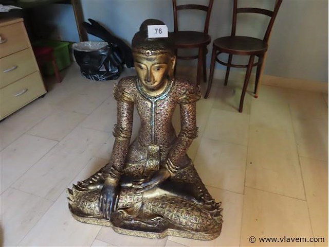 Grote houten boeddha basis 50x50x70cm hoogte 82cm - afbeelding 1 van  6