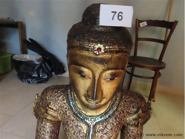 Grote houten boeddha basis 50x50x70cm hoogte 82cm - afbeelding 2 van  6