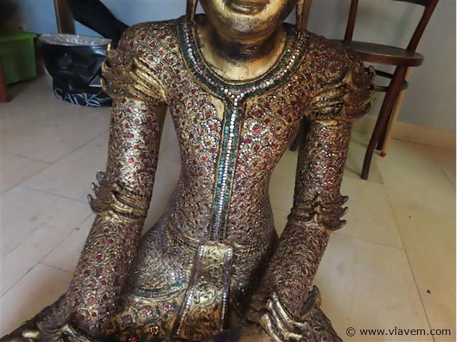 Grote houten boeddha basis 50x50x70cm hoogte 82cm - afbeelding 3 van  6