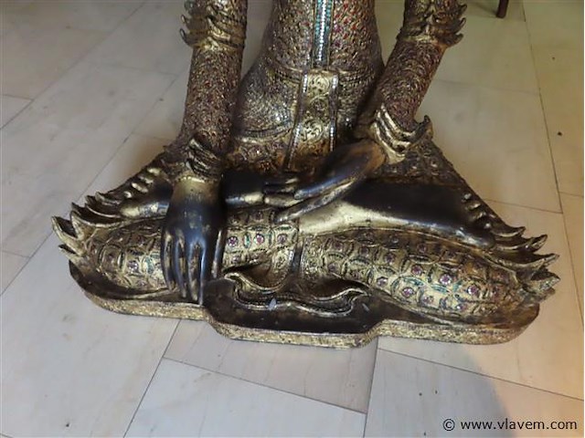 Grote houten boeddha basis 50x50x70cm hoogte 82cm - afbeelding 4 van  6