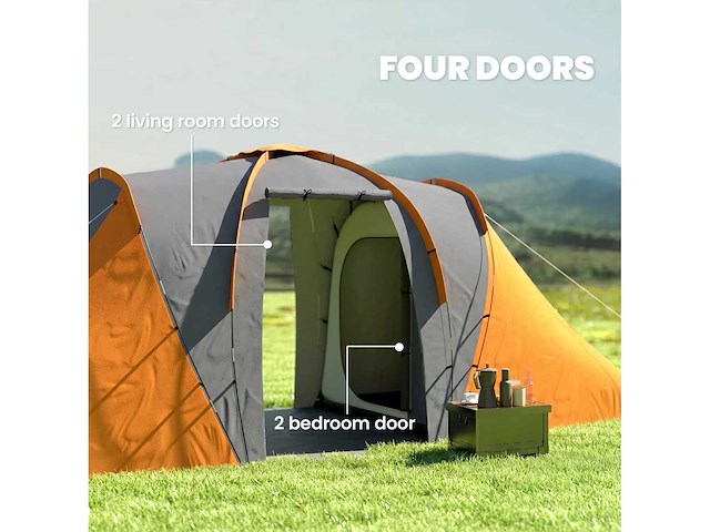 Grote kampeertunneltent met 2 slaapkamers - afbeelding 5 van  5