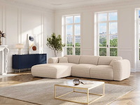 Grote linker hoek bank in beige ribfluwelen ribfluwelen - afbeelding 1 van  3