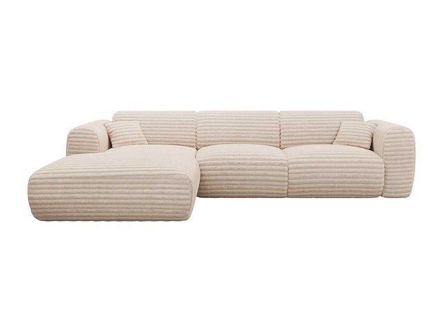 Grote linker hoek bank in beige ribfluwelen ribfluwelen - afbeelding 2 van  3