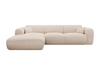Grote linker hoek bank in beige ribfluwelen ribfluwelen - afbeelding 2 van  3