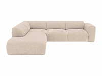 Grote linker hoek bank met chaise longue rugleuning in beige stof van maison céphy - afbeelding 2 van  4