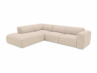 Grote linker hoek bank met chaise longue rugleuning in beige stof van maison céphy - afbeelding 3 van  4