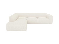 Grote linkerhoek bank met chaise longue rugleuning van witte badstof - afbeelding 3 van  9