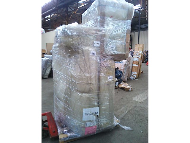 Grote linkerhoek bank met chaise longue rugleuning van witte badstof - afbeelding 9 van  9