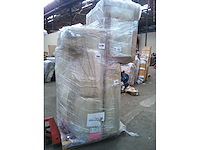 Grote linkerhoek bank met chaise longue rugleuning van witte badstof - afbeelding 9 van  9