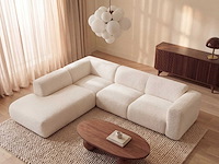Grote linkerhoek bank met chaise longue rugleuning van witte badstof - afbeelding 1 van  8
