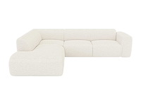 Grote linkerhoek bank met chaise longue rugleuning van witte badstof - afbeelding 3 van  8