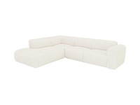 Grote linkerhoek bank met chaise longue rugleuning van witte badstof - afbeelding 4 van  8