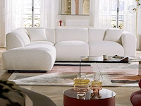 Grote linkerhoek bank met chaise longue rugleuning van witte badstof - afbeelding 8 van  8