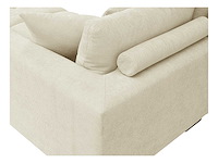 Grote panoramische hoekbank van beige stof met textuur - afbeelding 5 van  10