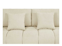 Grote panoramische hoekbank van beige stof met textuur - afbeelding 7 van  10