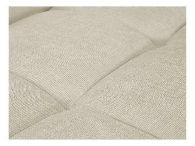 Grote panoramische hoekbank van beige stof met textuur - afbeelding 9 van  10