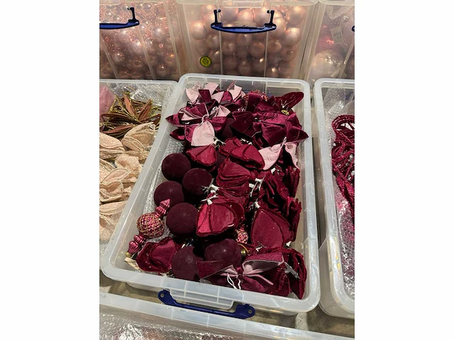 Grote partij roze en rode kerstdecoratie, diverse soorten - afbeelding 13 van  27